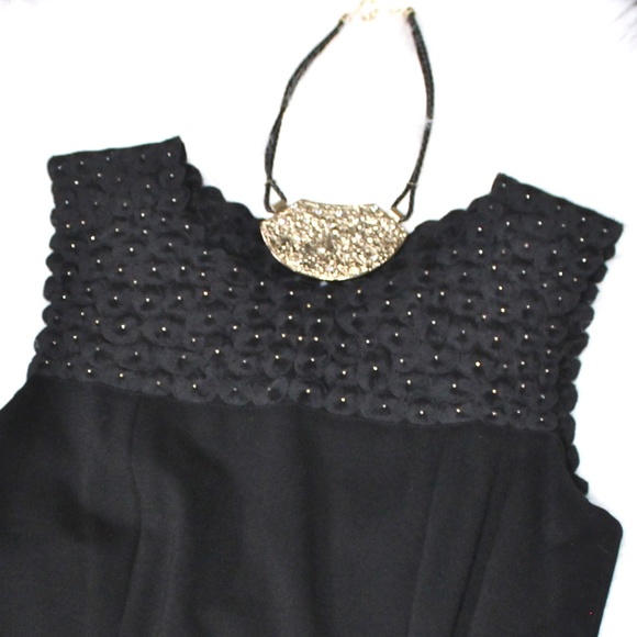 PRICE⬇️NWOT-Silk Floral /Bead Black Sheath Dreas - Picture 2 of 8